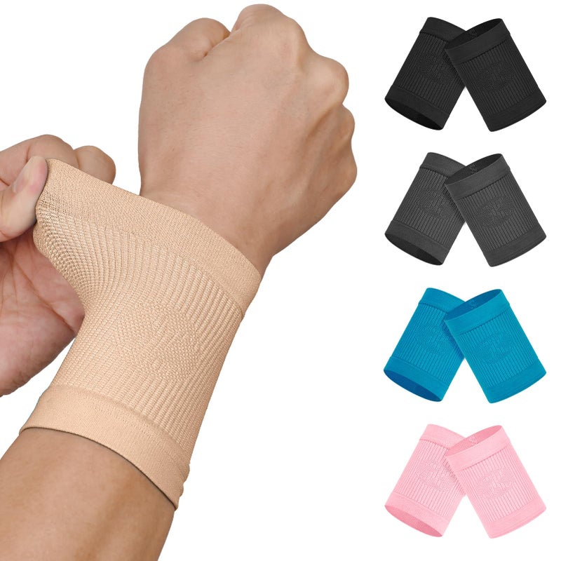 KEKING Compression Wrist Sleeves for Women Men 1 Pair Premium Wrist Support Bands for Carpal Tunnel Improve Circulation Recovery Tendonitis Tennis Sports Wrist Brace Wrist Wraps Beige S